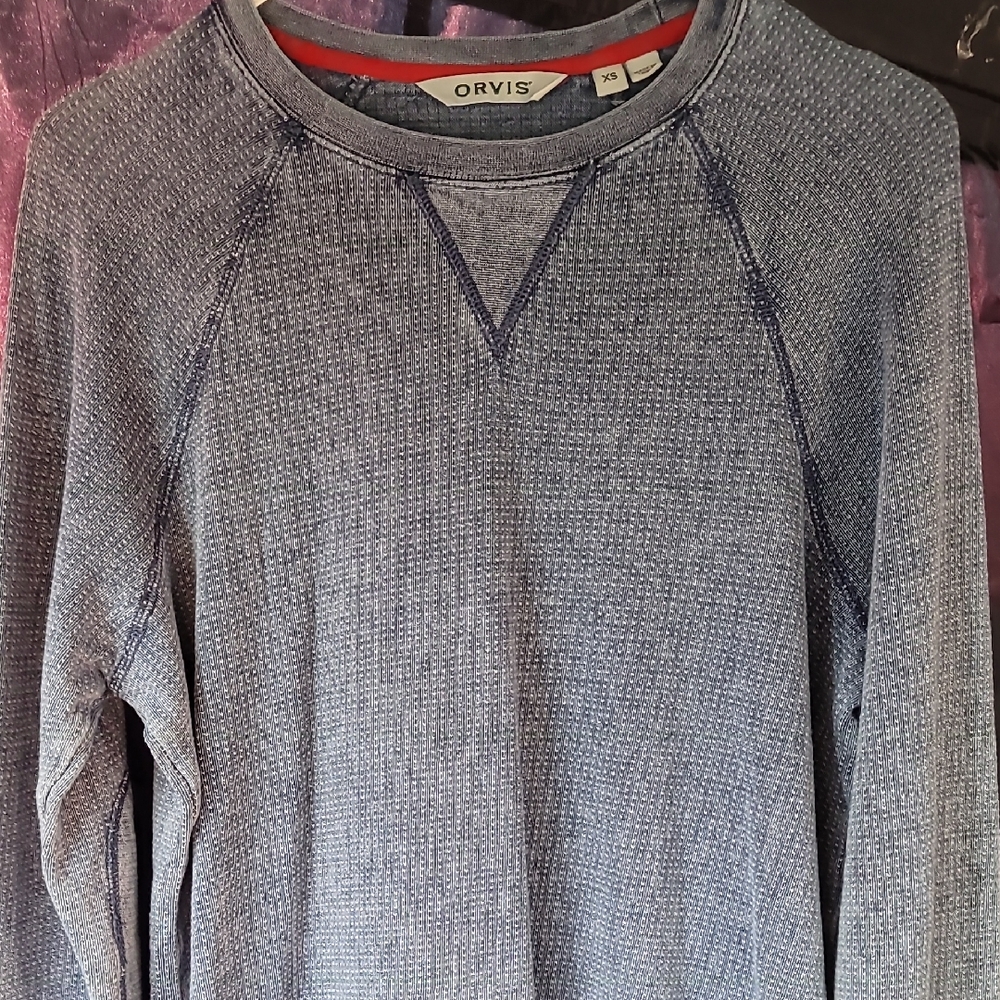 Orvis Men's Heathered Blue Crewneck Sweater
